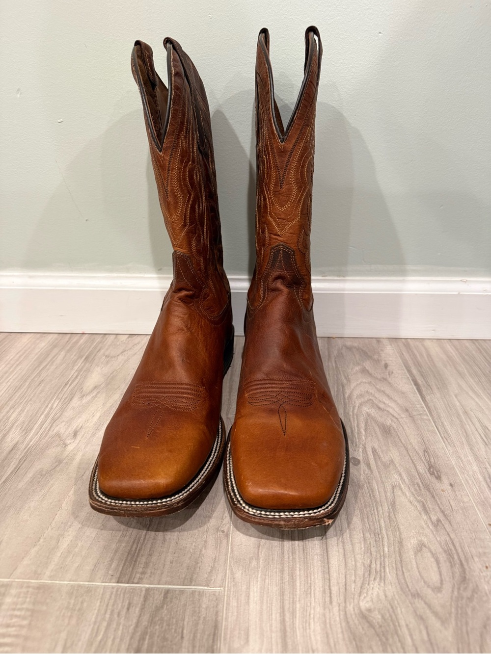 Circle G Mens Tan Brown Leather Western Cowboy Boots